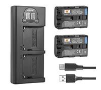 DSTE NP-FM50 NP-FM30 Batteria (confezione da 2) e caricatore USB doppio LED intelligente compatibile con Sony CCD-TRV108, CCD-TRV116, CCD-TRV118, CCD-TRV126, CCD-CCD-TRV138, CCD-TRV208