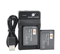 DSTE SLB-10A - Batteria agli ioni di litio (2 pezzi) e caricatore micro USB compatibile per Samsung P800 P1000 PL50 PL51 PL55 PL60 PL65 PL70 SL102 SL202 SL310