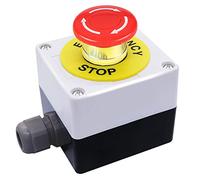 dstfuy Interruttore a pressione, 1NC, 1NO, impermeabile, IP65, colore rosso, con interruttore AC 660 V 10 A, interruttore di emergenza (bianco)