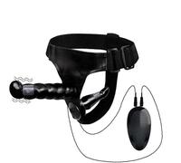 DstoLusre BDSM Pantaloni Falli Portatili Strap-on Pantaloni, Gay Strapon Regolabile Doppio vibratore Bondage SM Giocattolo Erotico del Sesso for Coppie Donne(Black Schwarz)