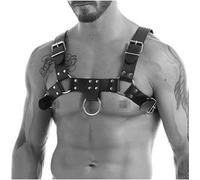 Dstymkler 1 Canotta da uomo nera in pelle gotica Cinturino da uomo Stage Performance Accessori di abbigliamento, regolabile