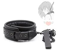 Dstymkler Collana con collare in spugna in pelle nera con corda di trazione, adatta per accessori di abbigliamento cosplay uomo e donna, pelle regolabile