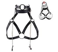 Dstymkler Donna sexy cinturino posteriore halter lingerie costume reggiseno nero per la datazione, festa, gioco di ruolo, bar o mascherata, set regalo per il tuo amante