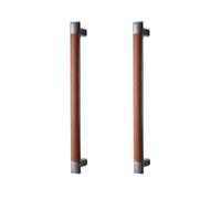 DSWZLQDXB 2 pezzi Manico in cuoio maniglie per mobili in pelle anti-collisione,pomelli Base in Lega di zinco per cassetti,Tiretti per armadietti,accessori per cucina (Hole Pitch 192mm,Brown-grey)