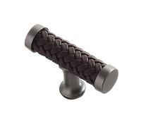 DSWZLQDXB Manico in cuoio maniglie per mobili in pelle anti-collisione,pomelli in Lega di zinco Base per cassetti,Tiretti per armadietti,accessori per cucina (55mm,grey+brown)