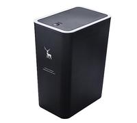 DSXH Pattumiera da tavolo con coperchio, bidone della spazzatura in plastica, 15 litri, per cucina, vanità, camera da letto, bancone (34 x 25,5 x 17,5 cm) (nero)