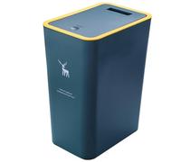 DSXH Pattumiera da tavolo con coperchio, bidone della spazzatura in plastica, 15 litri, per cucina, vanità, camera da letto, bancone (34 x 25,5 x 17,5 cm) (blu)