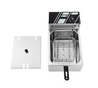 DSYOGX Friggitrice singola, 6 l, in acciaio inox, 2,5 kW, 220 V, friggitrice elettrica con cestino piccolo e coperchio, controllo della temperatura di 60 - 200 °C, per la famiglia, morsa rapida