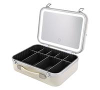 DSYOGX Valigetta per il trucco, grande organizer per cosmetici, con luci e specchio, per la conservazione di cosmetici e prodotti per la cura della pelle, 34 x 24 x 12 cm, bianco, Modernità