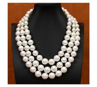 DSZUJTYROP 18 '' 3 file Classic White Sea Shell Perla Rotonda Collana graduata Gioielli multistrato Collana da donna elegante