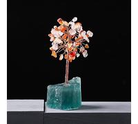 DSZUJTYROP 1PC Crystal Rubble Fortune Tree Rough Flower Irregular Rose Quartz Raw Stone Base Home Decoration Ornaments (Color : Agate G)