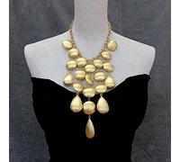 DSZUJTYROP 26mm 23x38mm teardrop Necklace Gold Plated Brushed Bead For Women Jewelry Statement Necklace