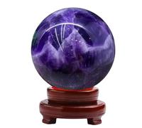 DSZUJTYROP Amethyst Ball Stone Sphere Figurine Crystal Decor with Stand Real for Witchcraft Divination Home,15cm/5.9in