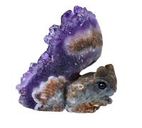 DSZUJTYROP Amethyst Cluster Squirrel Crystal Statue Sculpture Home Study Table Desk Decor Collection Gift for Loved Ones,Large
