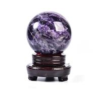 DSZUJTYROP Amethyst Crystal Quartz Sphere with Wood Stand Stone Ball Divination,Purple,130mm