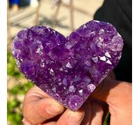 DSZUJTYROP Amethyst geode Quartz Cluster Crystal Heart Carving Ornaments (Size : 4.5-5cm)