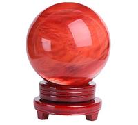 DSZUJTYROP Beautiful Red Ball with Stand, Melting Quartz Crystal,Fengshui Ruby Divination Sphere for Home Decor Prosperous Love Invite Wealth,90mm/3.5in