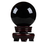 DSZUJTYROP Black Obsidian Crystal Ball with Stand Sphere Balls for Witchcraft And Decorative,Black-3cm