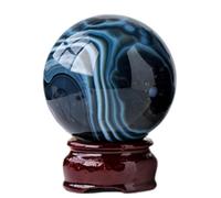 DSZUJTYROP Black Sardonyx Geode Crystal Ball Decorative Crystals Sphere Polished Divination Home Office Decoration,6-6.5cm