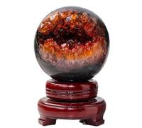 DSZUJTYROP Citrine Cluster Geode Crystal Ball Crystals Stone Sphere Sculpture Fengshui Gemstone Decoration Divination,6.5-7cm