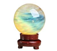 DSZUJTYROP Citrine Crystal Ball with Stand Yellow Melting Stone Sphere for Scrying Mirror, Divination, Home Decoration,Diameter2.0