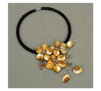 DSZUJTYROP Collana da donna con ciondolo in fiore madreperla naturale fatta a mano con conchiglia gialla