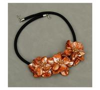 DSZUJTYROP Collana fatta a mano Collana di perle a forma di muti di colore arancione naturale con gemme di di fiori di conchiglia for signora