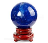 DSZUJTYROP Crystal Ball Melting Blue Quartz Gemstone Sphere with Stand Polished Divination for Feng Shui Aura Home Desk Decor,10cm/3.9in