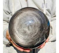 DSZUJTYROP Decorative Ornaments Silver Obsidian Ball Quartz Crystal (Size : 1100-1200g)