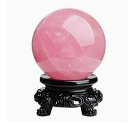 DSZUJTYROP Decorative Rose Quartz Crystal Ball, Stone Sphere with Stand, for Home Decor Feng Shui,12cm