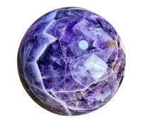 DSZUJTYROP Feng Shui Crystal Stone Amethyst Ball Crystals Sphere Sculpture Home Office Decor Scrying Purple with Wooden Stand,13cm