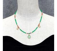 DSZUJTYROP Gemstone Beaded Choker Necklace 12x15mm Agate Amethyst Peridiot Fluorite Charm Necklaces