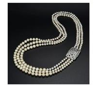 DSZUJTYROP Gioielli Perle naturali 28''-32'' Collana con connettore a 3 fili di perle bianche naturali for donna