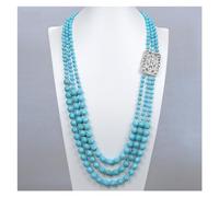 DSZUJTYROP Gioielli sfaccettati tondi blu turchesi cappotto catena lunga collana etnica for le donne