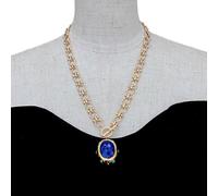 DSZUJTYROP Gold Plated Chain Simple Necklaces Blue Jade Pendant Necklace