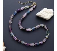 DSZUJTYROP High End Stones Apatite Lariat Chokers Necklace Women Exquisite Beaded Simple Layers Necklace Jewelry Gifts(Fluorite)