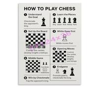 DSZUJTYROP How To Play Chess 8 Step Tutorial Beginner Guide Infographic Poster For Family Room Kitchen Wall-Art(Unframed,08x12inch(20x30cm))