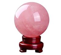 DSZUJTYROP Large Quartz Crystal Ball with Stand, Rose Gemstone Sphere,Polished Stone Sculpture Figurine for Witchcraft,Scrying,Decorative,150mm/5.9in