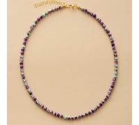 DSZUJTYROP Latest Stone Women Chokers Necklace Fashion Chain Short Collar Trendy Simple Jewelry Femme(Purple Jasper)