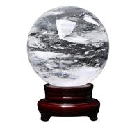DSZUJTYROP Melting/Natural Clear Quartz Crystal Sphere,White Balls for Withcraft Home Decor Gemstones Ball with Holder,14cm/5.5in