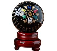 DSZUJTYROP Obsidian Crystal Balls Engraved Sphere with Stand Gemstone Ball Witchcraft Gifts Spiritual Room Desk Decor,12cm