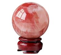 DSZUJTYROP Red Calcite Crystal Ball with Stand,Real Quartz Sphere for Decoration, Polished Divination Stone for Feng Shui Home Office,6~7cm
