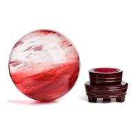 DSZUJTYROP Red Crystal Ball Smelting Stone| Obsidian with Stand,Quartz Sphere Sculpture Figurine| Home Decoration Photography Ornaments,180mm/7.1in