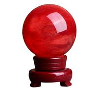 DSZUJTYROP Red Crystal Ruby Ball Sphere Obsidian with Stand Melting Quartz Gemstone for Feng Shui Home Decoration,Red-15cm