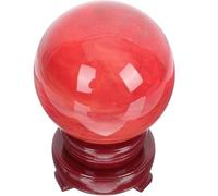 DSZUJTYROP Red Obsidian Ball Smelting Quartz Crystal Gemstone with Stand for Feng Shui Divination Sphere Home Decoration Gift,20cm/7.9in