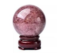 DSZUJTYROP Red Strawberry Quartz Crystal Balls with Stand Gemstone Sphere Decorative Orbs Home Decor Accessories,11cm
