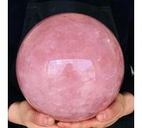 DSZUJTYROP Rose Quartz Crystal Gemstone Ball Divination Sphere Sculpture Figurine with Wood Stand Feng Shui Aura Home Desk Decor Crafts,100mm/3.9in