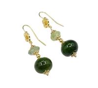 DSZUJTYROP Set di gioielli con smeraldi prehnite verde naturale, lucidatura, agata grezza, rondelle lisce, perline, collana, bracciale, orecchini(Earrings)