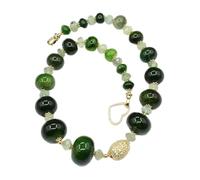 DSZUJTYROP Set di gioielli con smeraldi prehnite verde naturale, lucidatura, agata grezza, rondelle lisce, perline, collana, bracciale, orecchini(Necklace)