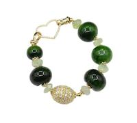 DSZUJTYROP Set di gioielli con smeraldi prehnite verde naturale, lucidatura, agata grezza, rondelle lisce, perline, collana, bracciale, orecchini(Bracelet)